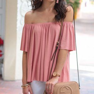 BP Nordstrom Off The Shoulder Pink Top